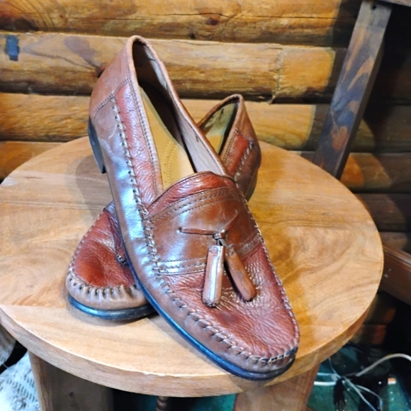 Brass Boot Handmade Men's Brown Leather Tassel Loafers - Picture 1 of 9